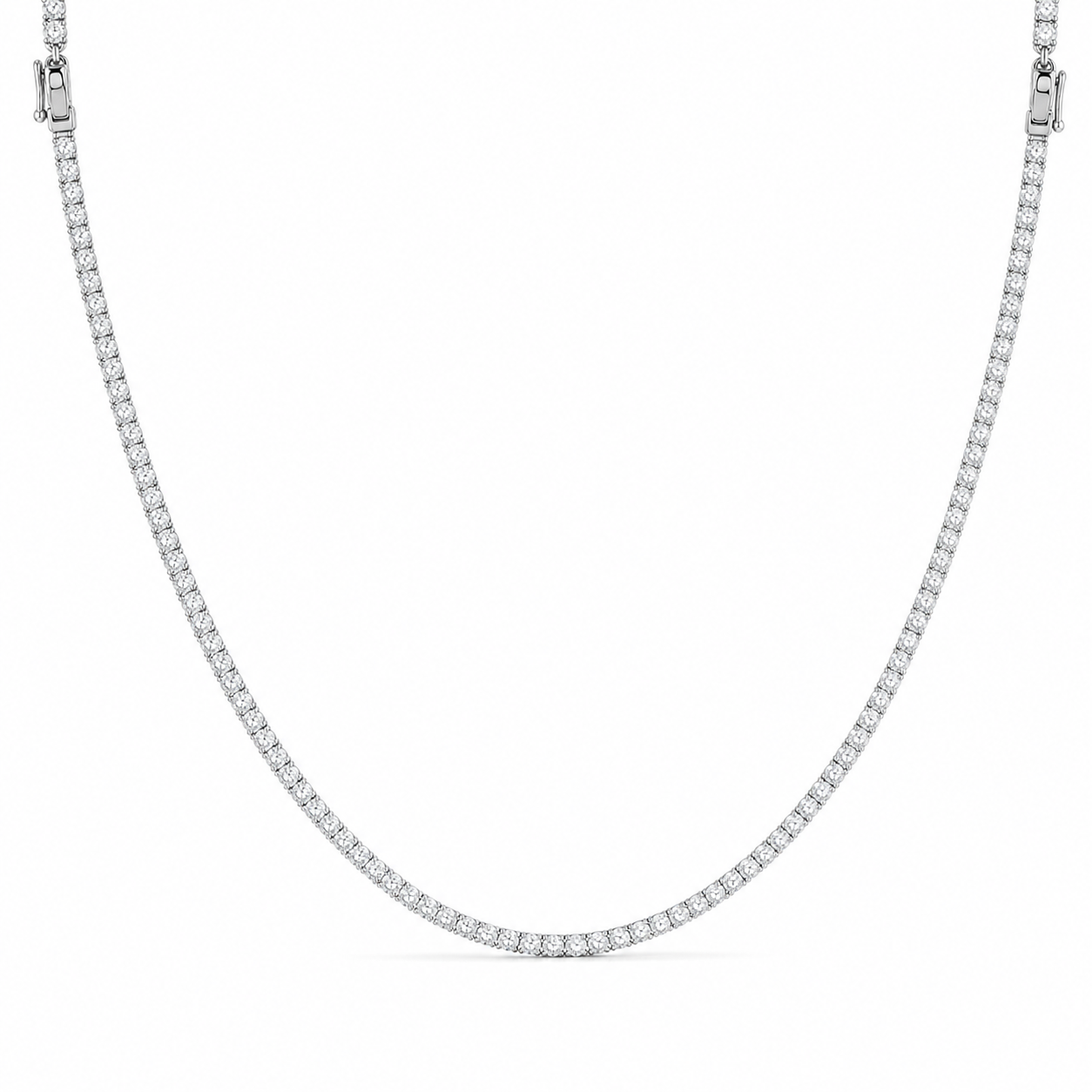 Radiant Tennis Necklace – 48-Diamond, 18K Gold