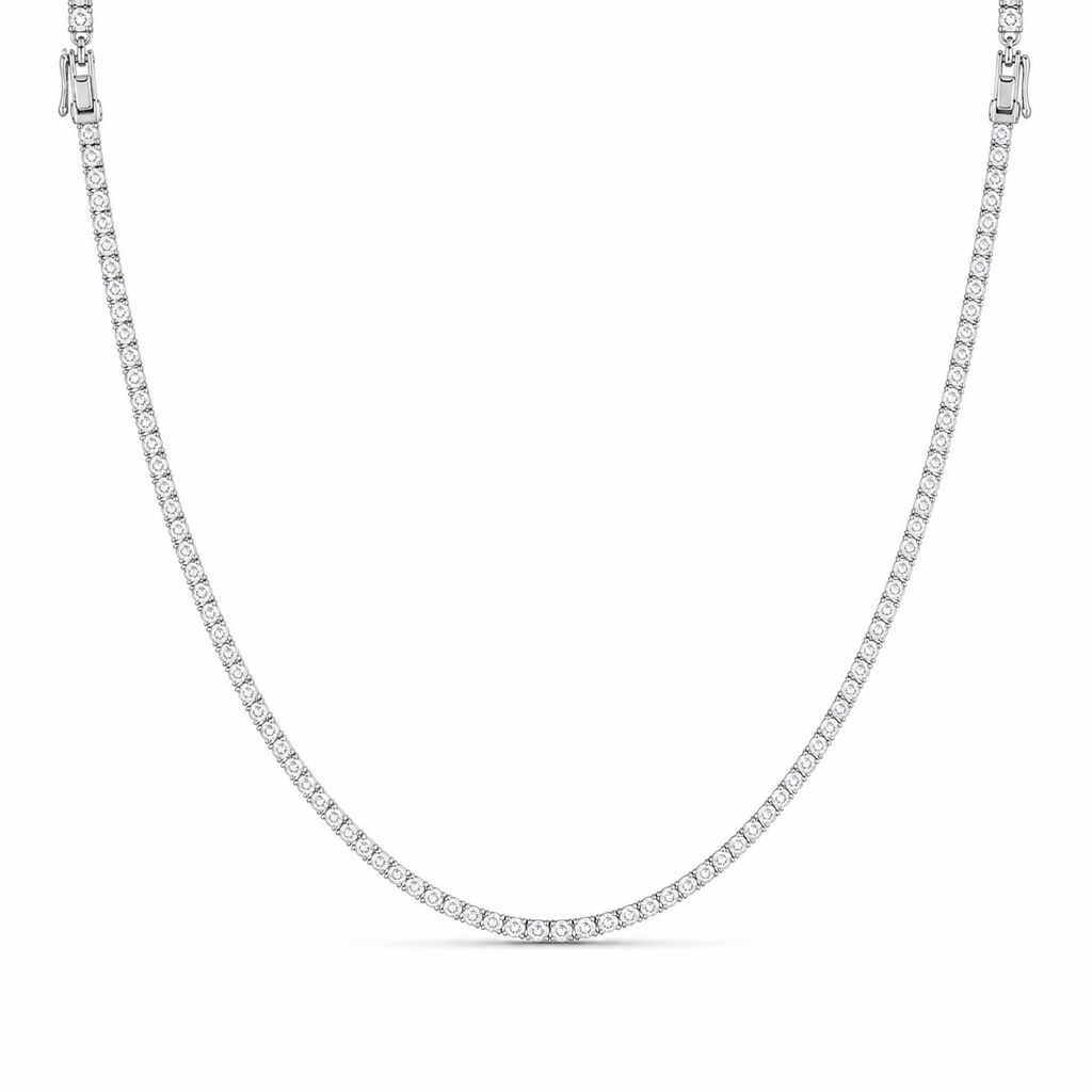 Classic Tennis Necklace – 40-Diamond, 18K Gold