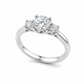 Trilogy Round Diamond Engagement Ring – 1.5 ct, 18K Gold