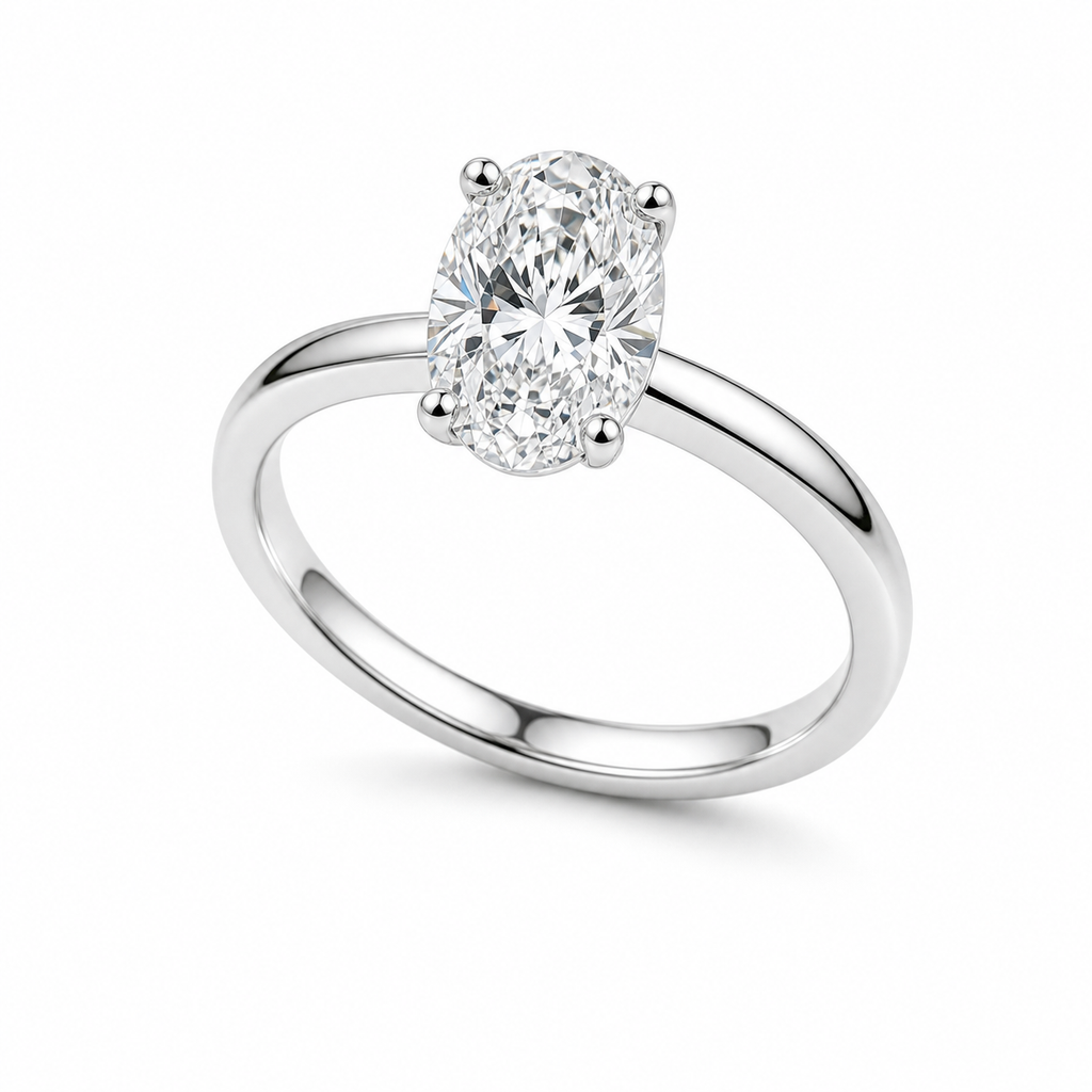 Oval Solitaire Engagement Ring – 1.0 ct, 18K Gold
