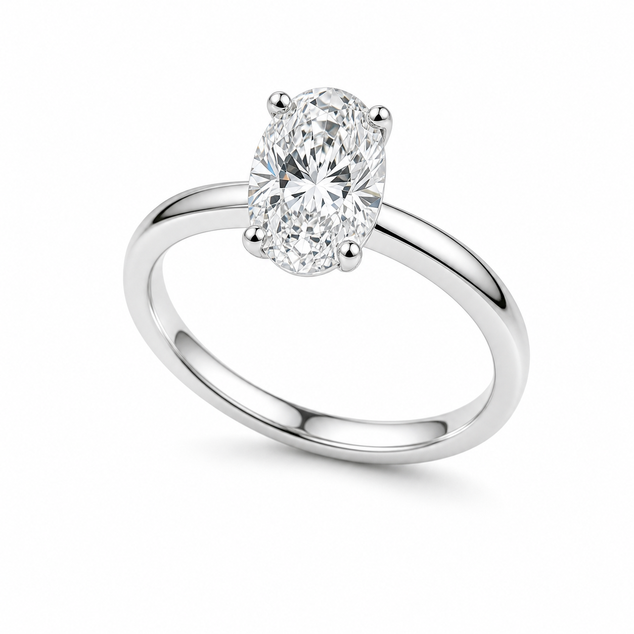 Oval Solitaire Engagement Ring – 1.0 ct, 18K Gold