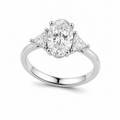 Oval & Triangle Trilogy Engagement Ring – 1.5 ct, 18K Gold