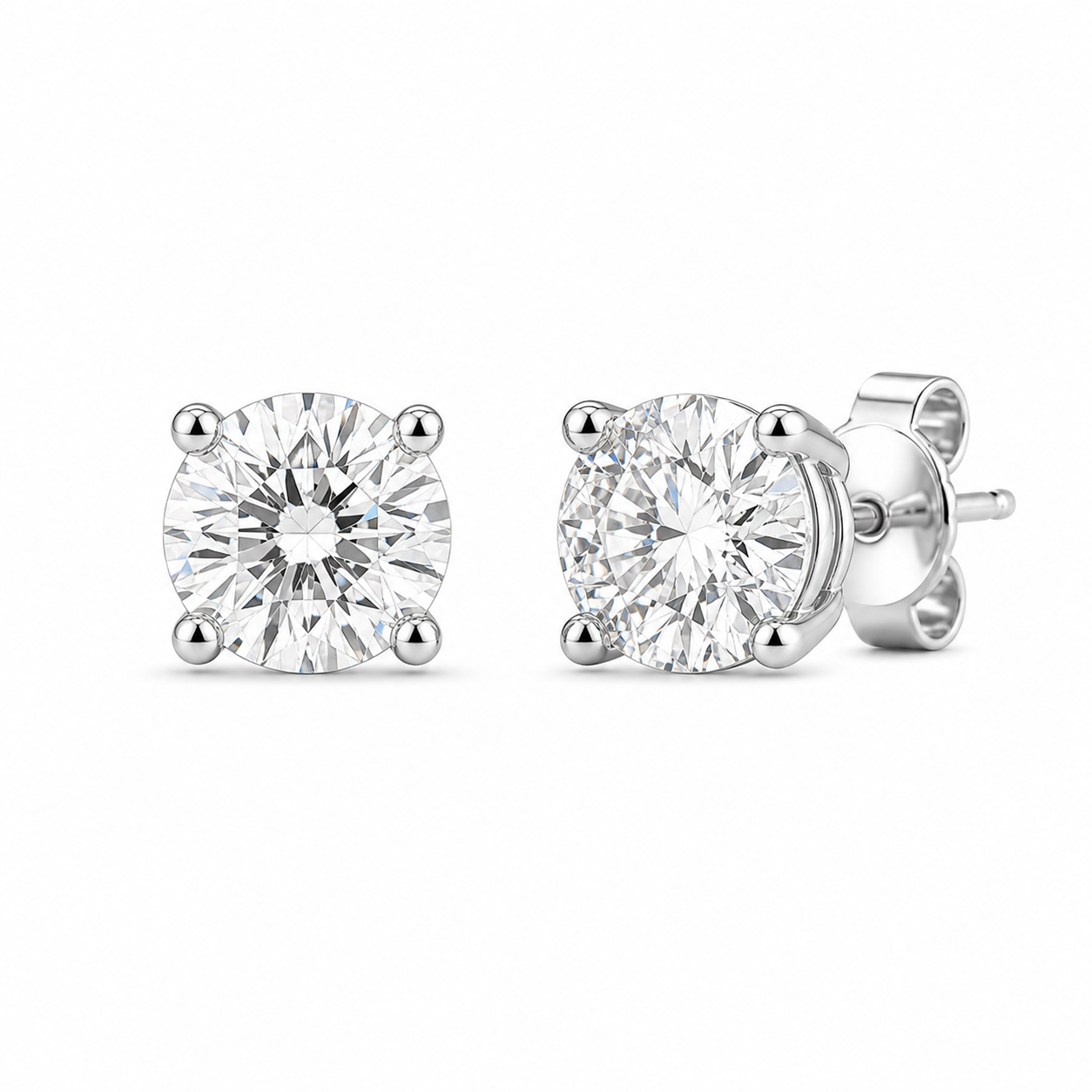 Diamond Stud Earrings – 0.5 ct Each, 18K Gold