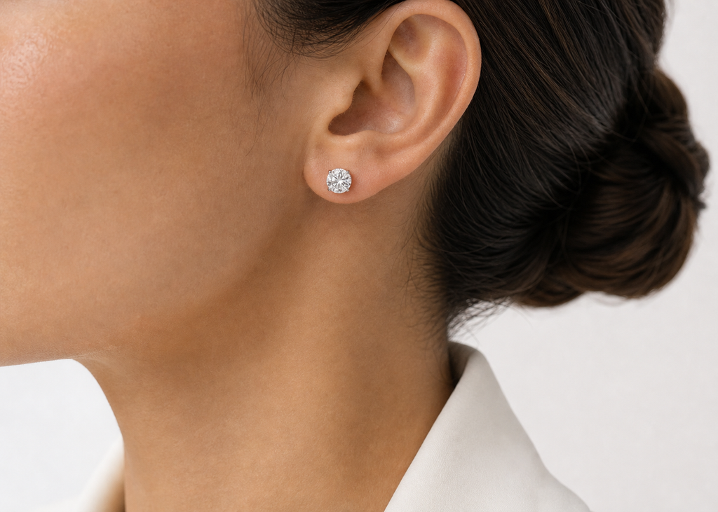 Diamond Stud Earrings – 0.5 ct Each, 18K Gold