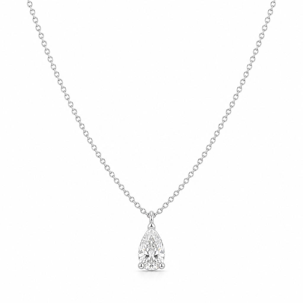Pear Diamond Pendant Necklace – 1.0 ct, 18K Gold
