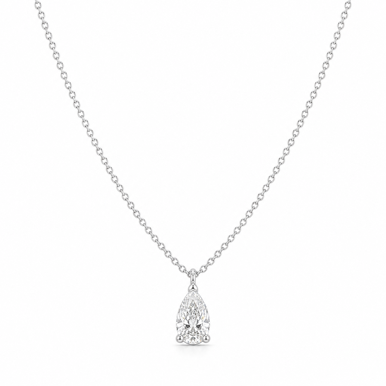 Pear Diamond Pendant Necklace – 1.0 ct, 18K Gold