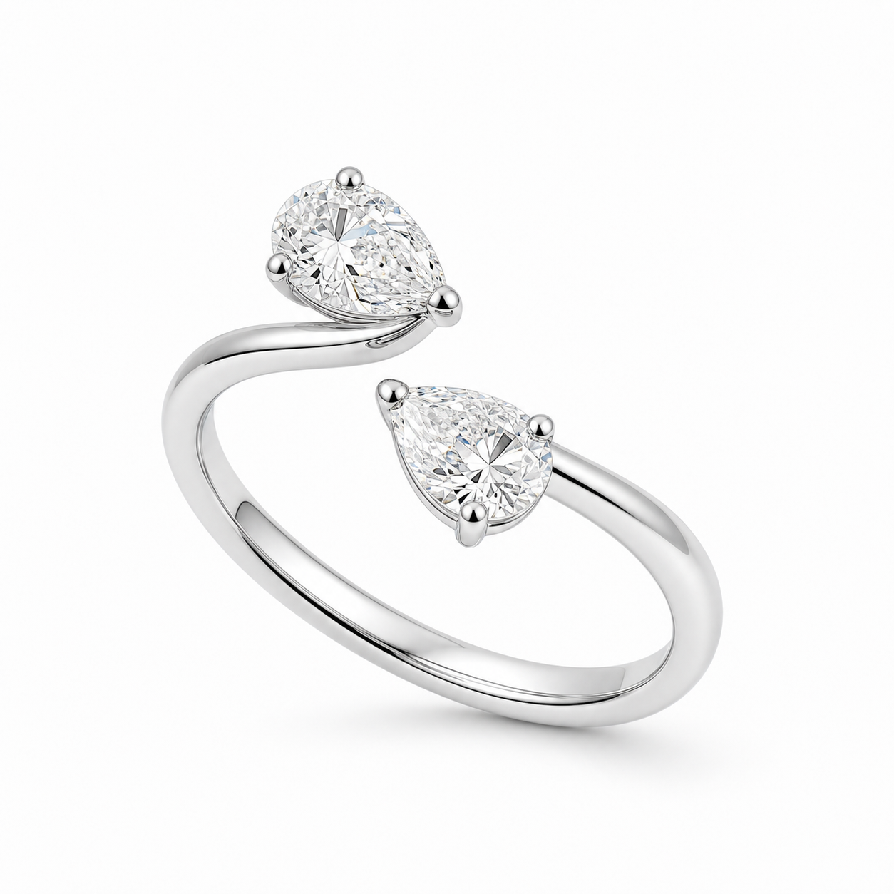 Toi et Moi Pear Ring – Two Diamonds, 18K Gold
