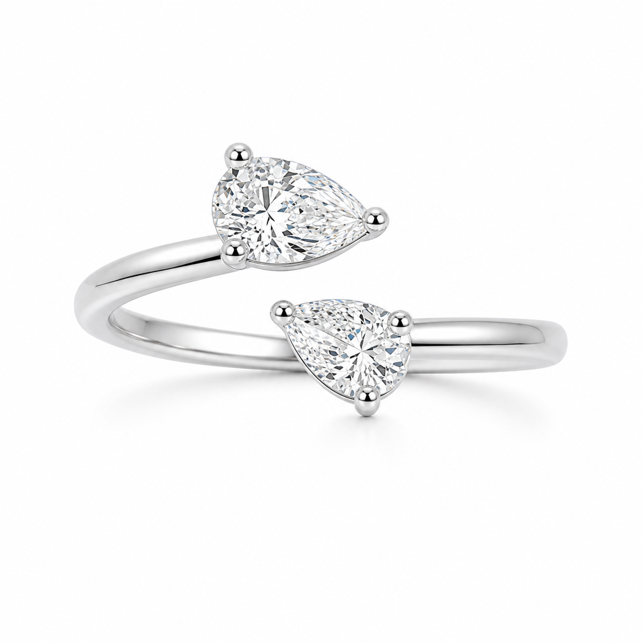 Dual Pear Ring – 0.7 ct, 18K Gold