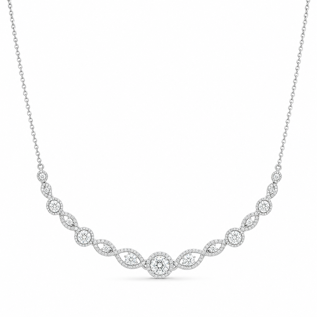 Fancy Diamond Statement Necklace – 18K Gold