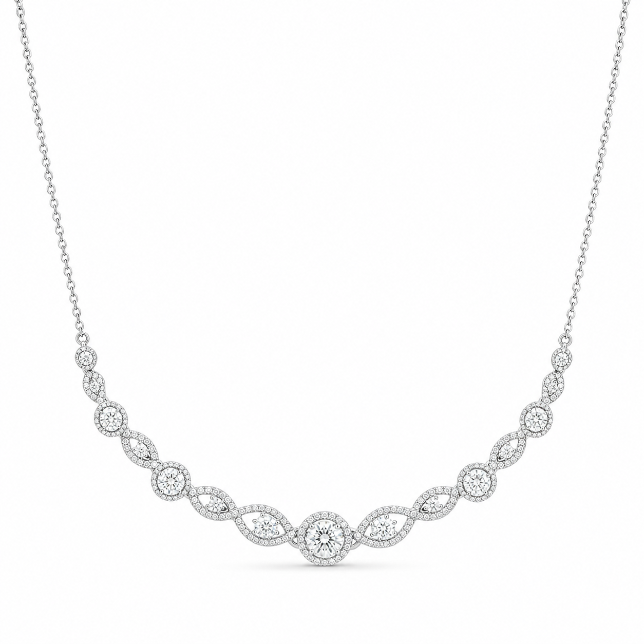 Fancy Diamond Statement Necklace – 18K Gold