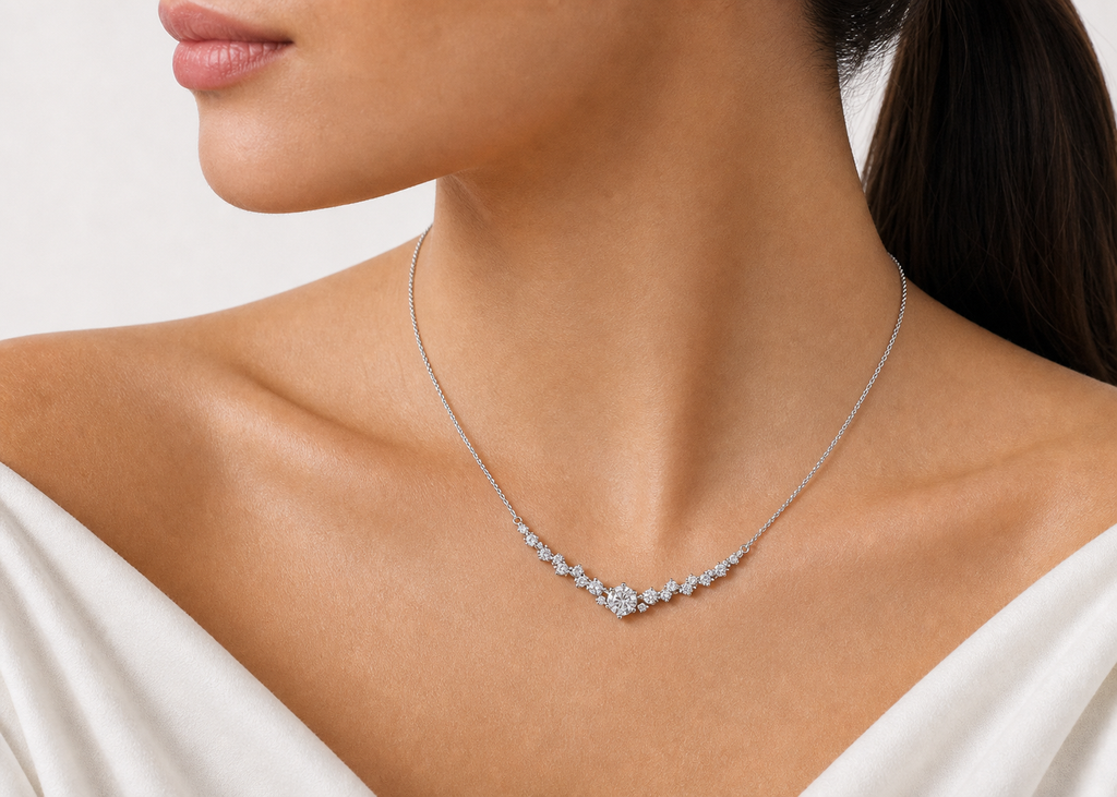 Fancy Diamond Statement Necklace – 18K Gold