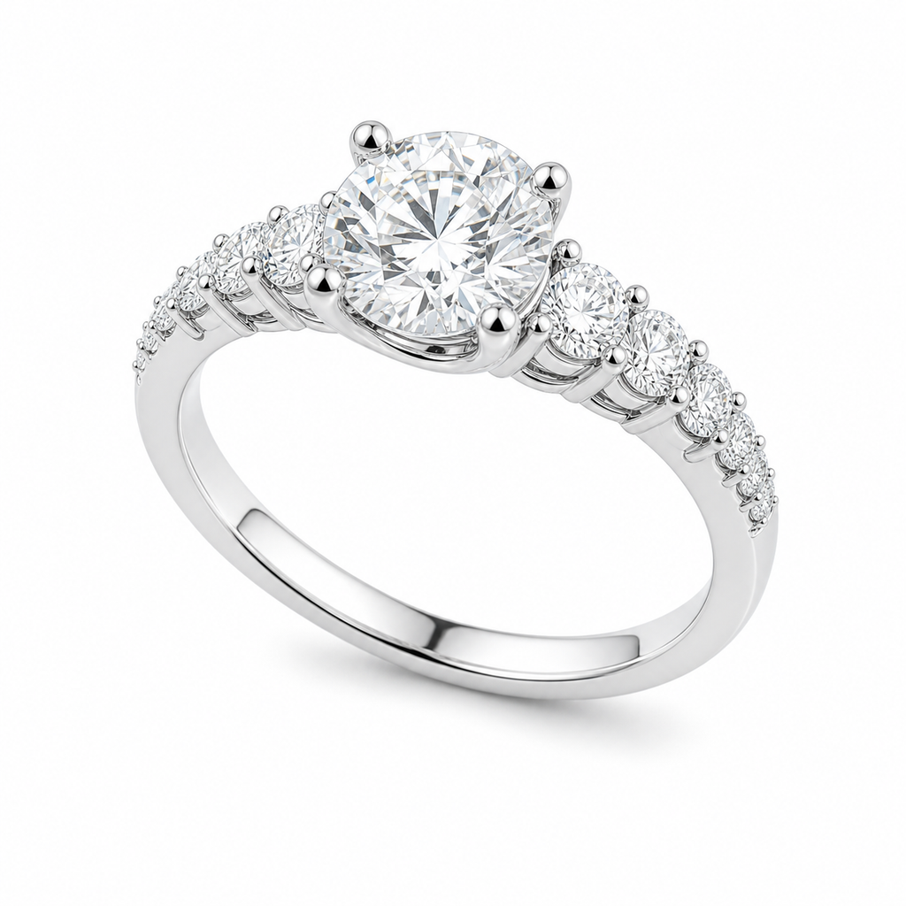 Grand Solitaire Diamond Ring – 1.0 ct Center, 18K Gold