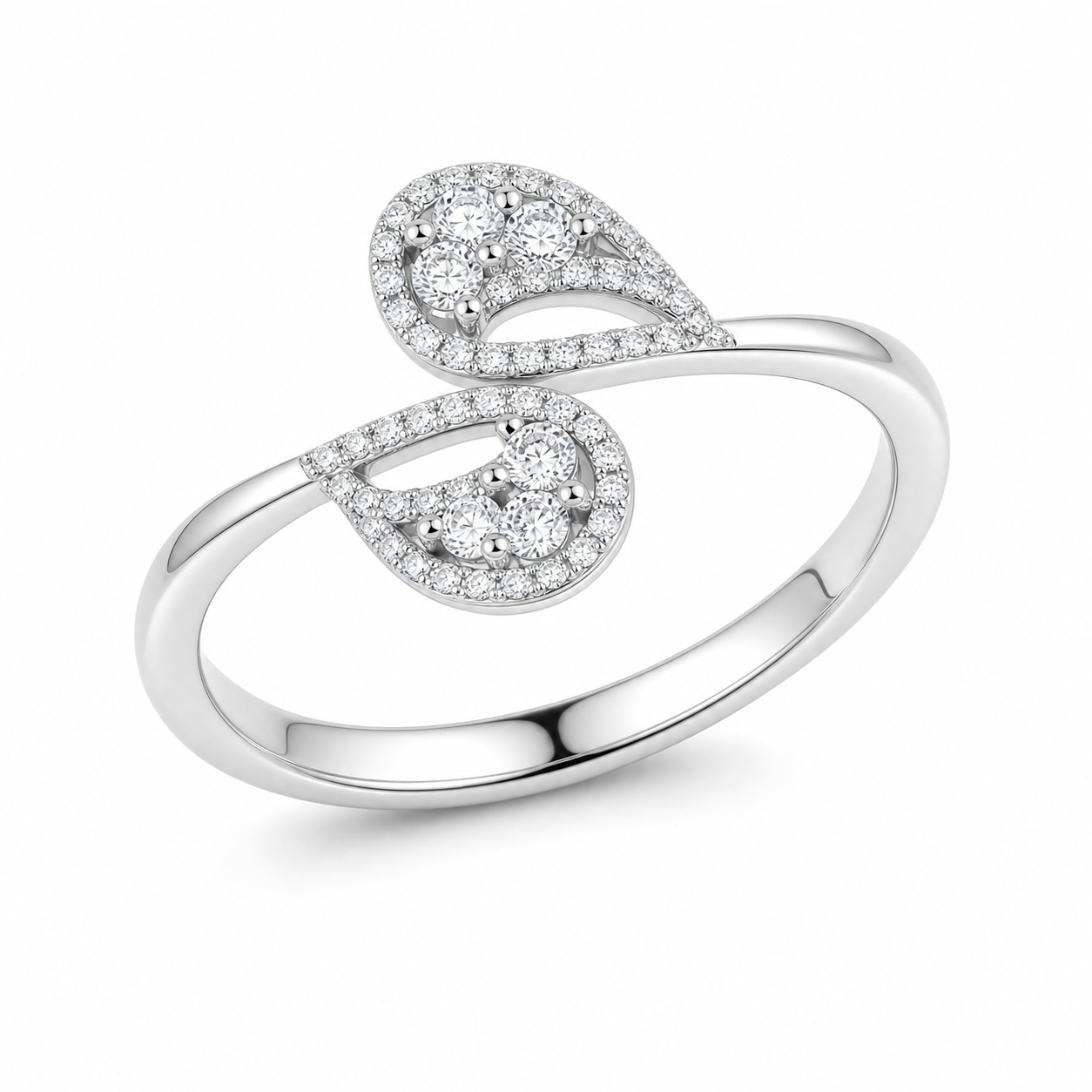 Twins Diamond Ring – Pavé Accent, 18K Gold