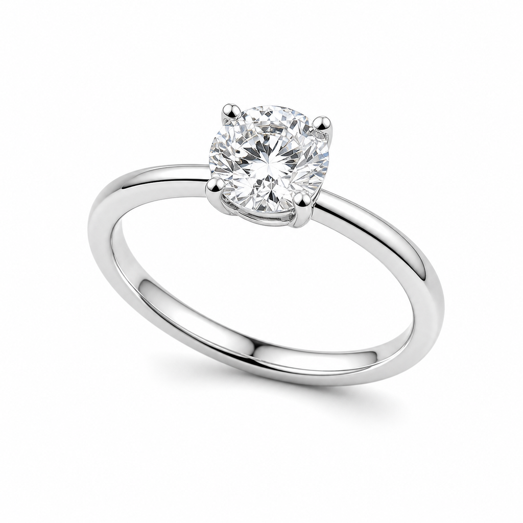 Round Solitaire Promise Ring – 0.5 ct, 18K Gold