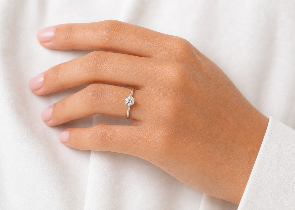Round Solitaire Promise Ring – 0.5 ct, 18K Gold