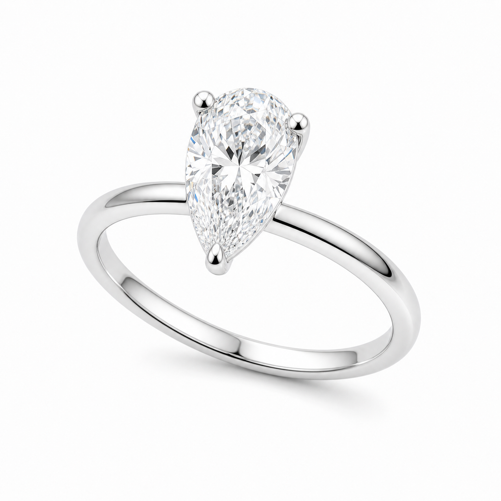 Pear Solitaire Promise Ring – 0.55 ct, 18K Gold
