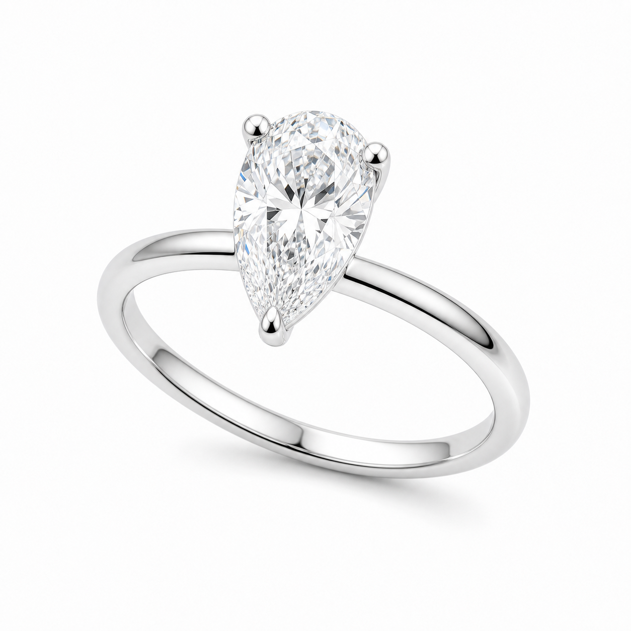 Pear Solitaire Promise Ring – 0.55 ct, 18K Gold