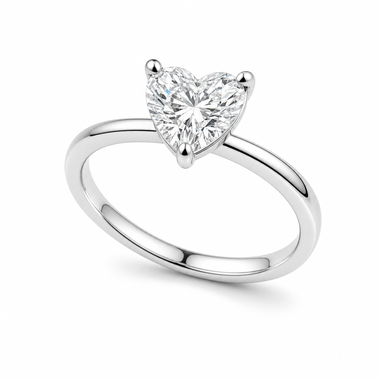 Heart Solitaire Promise Ring – 0.55 ct, 18K Gold