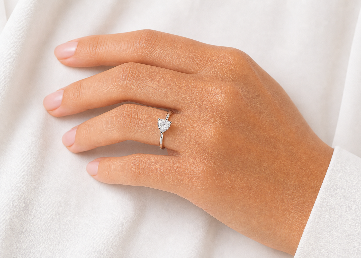 Heart Solitaire Promise Ring – 0.55 ct, 18K Gold