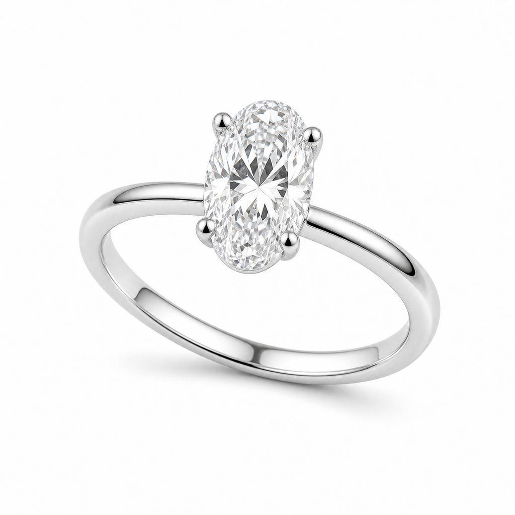 Oval Solitaire Promise Ring – 0.5 ct, 18K Gold
