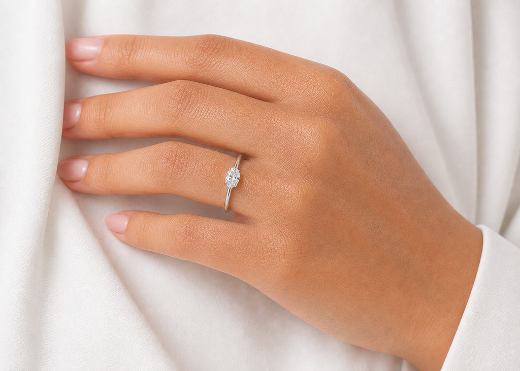Oval Solitaire Promise Ring – 0.5 ct, 18K Gold