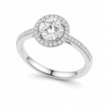 Round Halo Engagement Ring – 1.0 ct, 18K Gold