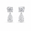 Round & Pear Diamond Earring Jackets – 4-Diamond 1.2 ct, 18K Gold