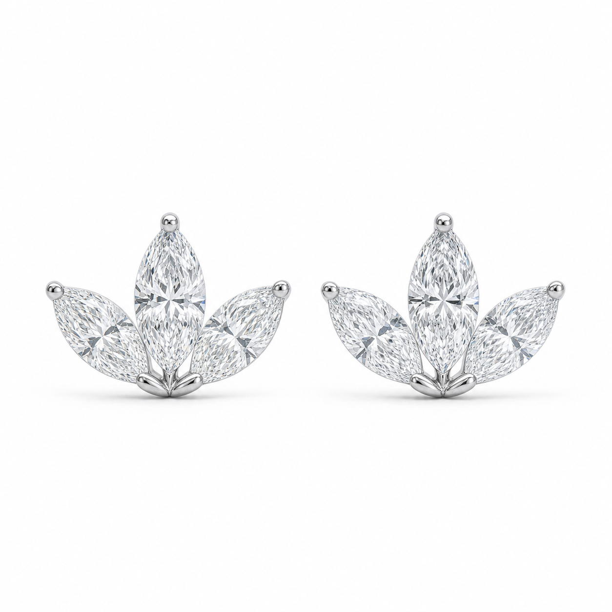 Triplet Marquise Drop Earrings – 6-Diamond 1.3 ct, 18K Gold