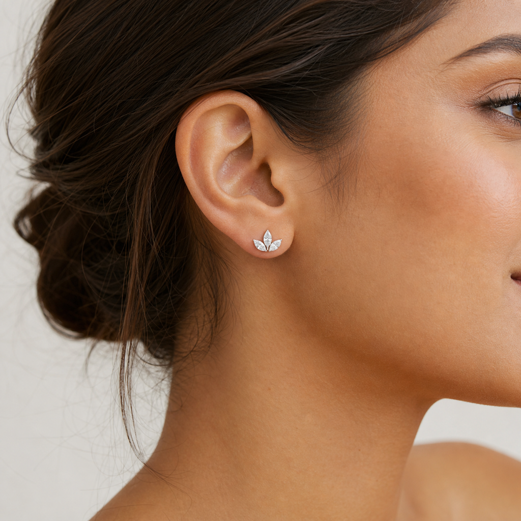 Triplet Marquise Drop Earrings – 6-Diamond 1.3 ct, 18K Gold